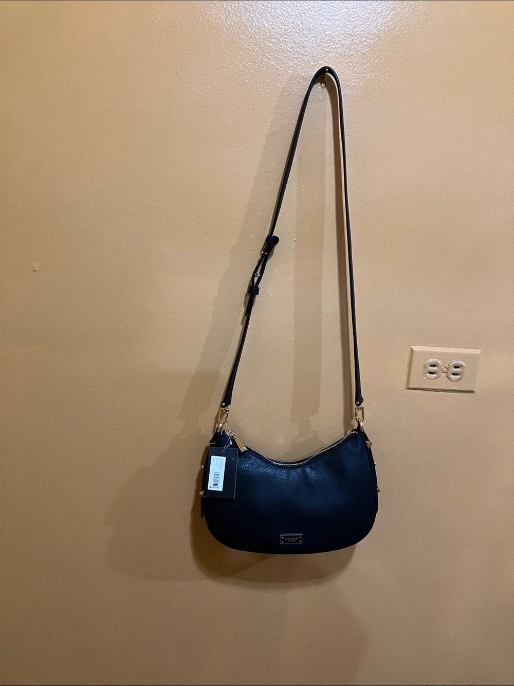 kate spade LIV MD Hobo 
 Black Pebbled Leather Crossbody Shldr bag
